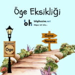 Üstte "Öge Eksikliği" yazısı, aşağısında "bilgihazine.net" logosu, aşağıdaki görselde taşlı yol var, yolun solunda sokak lambası ve üzerinde "Aranıyor", "Öge" yazıları, yolun sonundaki levhada "Özne" ile "Nesne" yazıları var.