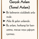 Defterin üstünde "Gerçek Anlam (Temel Anlam)" başlığı, aşağıda üç maddelik açıklama, en altta "bilgihazine.net" logosu var.