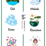 Terim anlam örnekleri olarak Göl, Makale, Erime, Ekosistem, Atom ve Fobi görselleri var. Ortada ise "bilgihazine.net" logosu var.